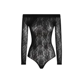 SAINT LAURENT Lace Detailed Off Shoulder Top