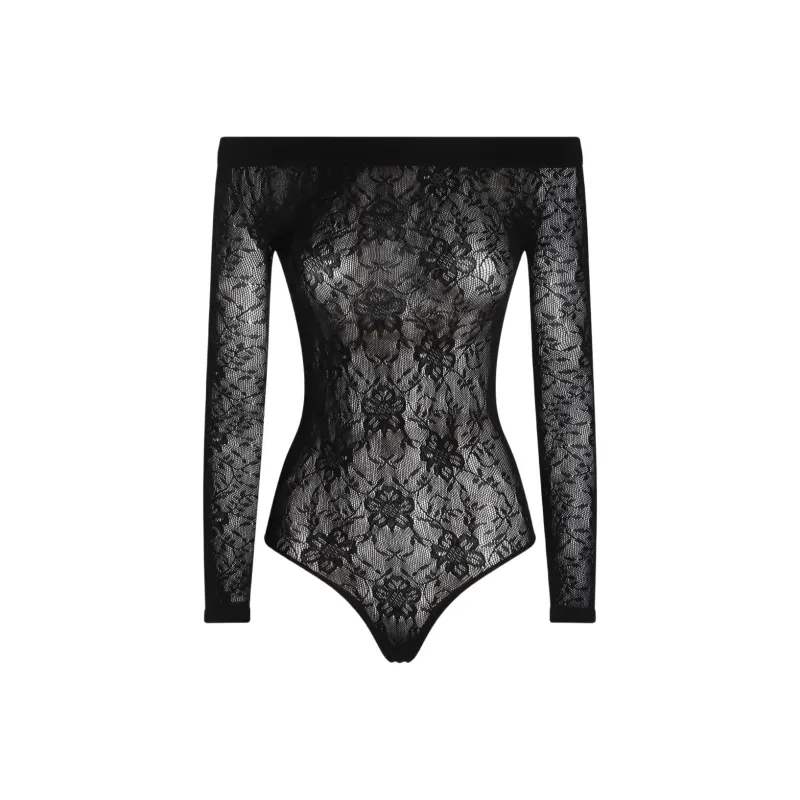 SAINT LAURENT Lace Detailed Off Shoulder Top-0