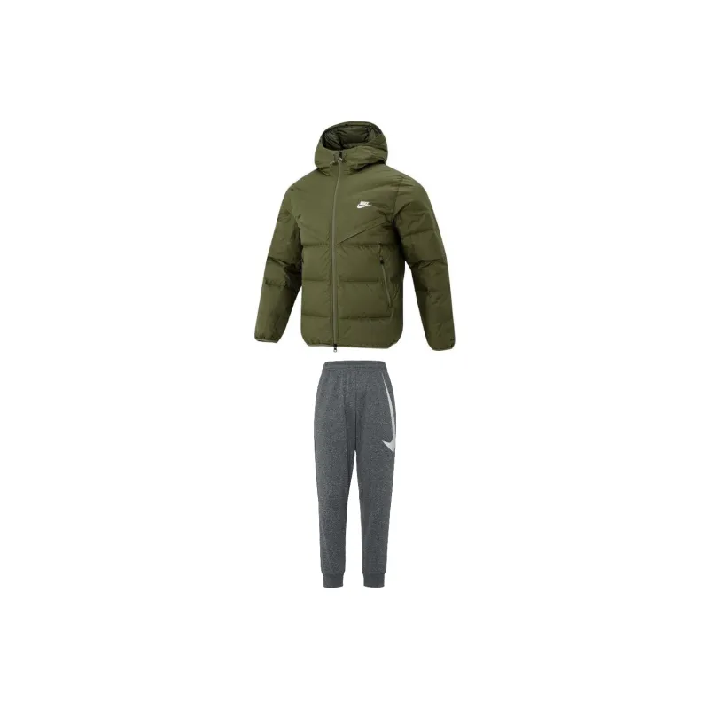 Nike Casual Sportswear Men Set Army Green Top+Gray Bottom-0