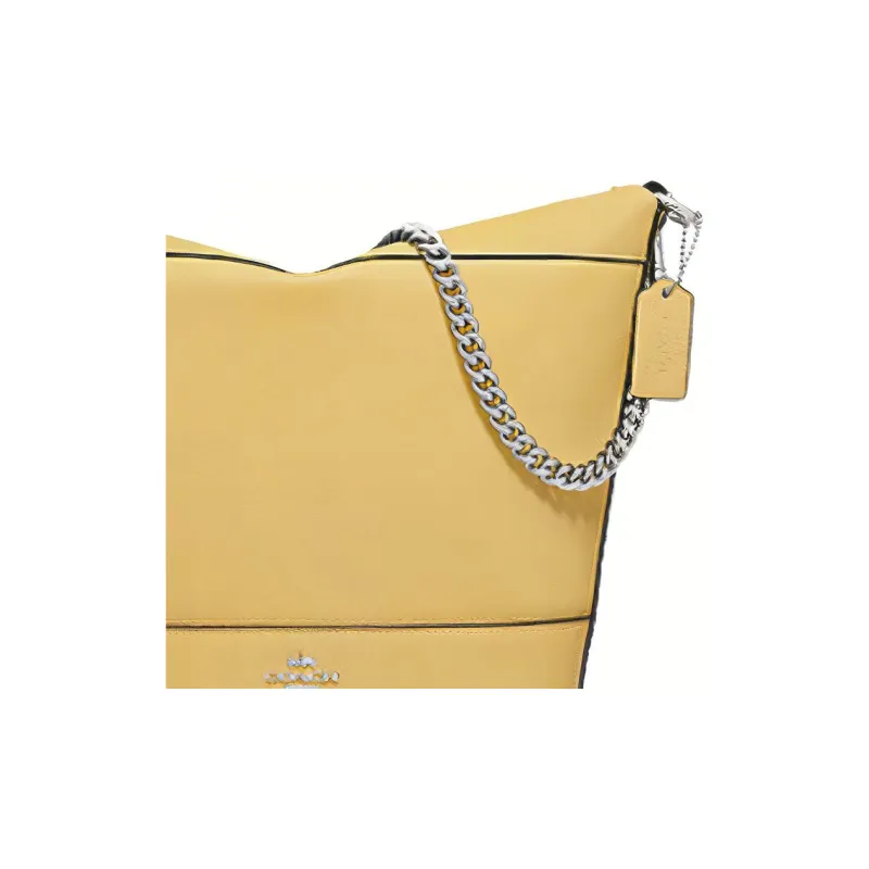 COACH Paxton Leather Hobo Bag, Shoulder Bag, Crossbody Bag Medium Size Women's Light Yellow-1