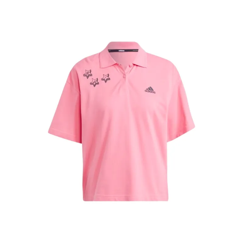 Adidas SCRIBBLE Polo Shirt Women's Pink/Black-0