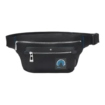 MONTBLANC Nylon Patchwork Eco Friendly Leather Cow Leather Fanny Pack Men's Black/Blue
