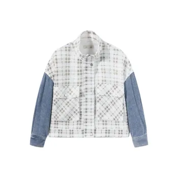 EICHITOO Jackets & Coats Women's Light Gray Splicing