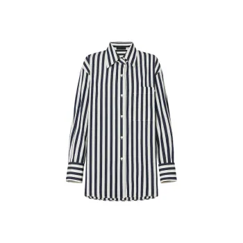 MO&CO Shirts Women's Blue White Stripes Color