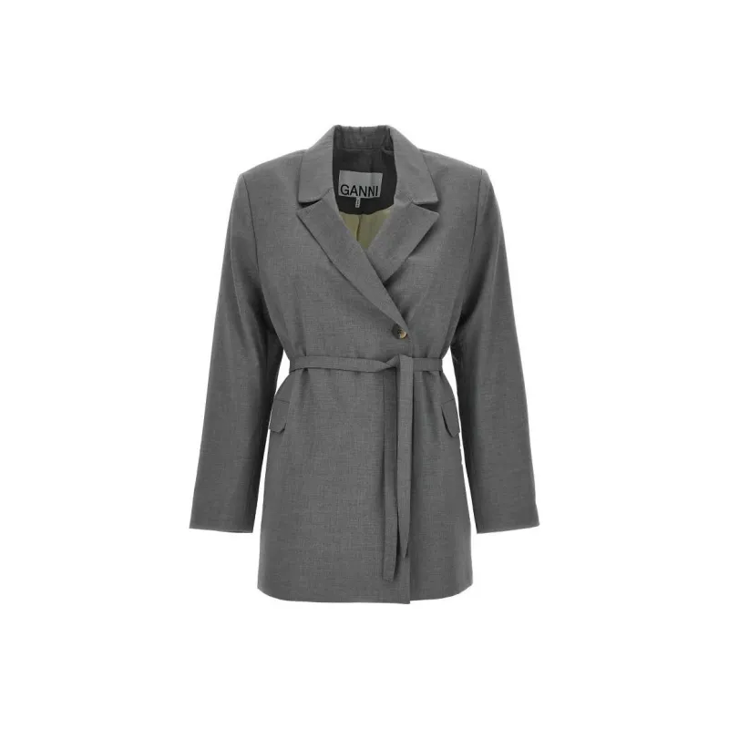 GANNI Oversized Double Breasted Blazer-0