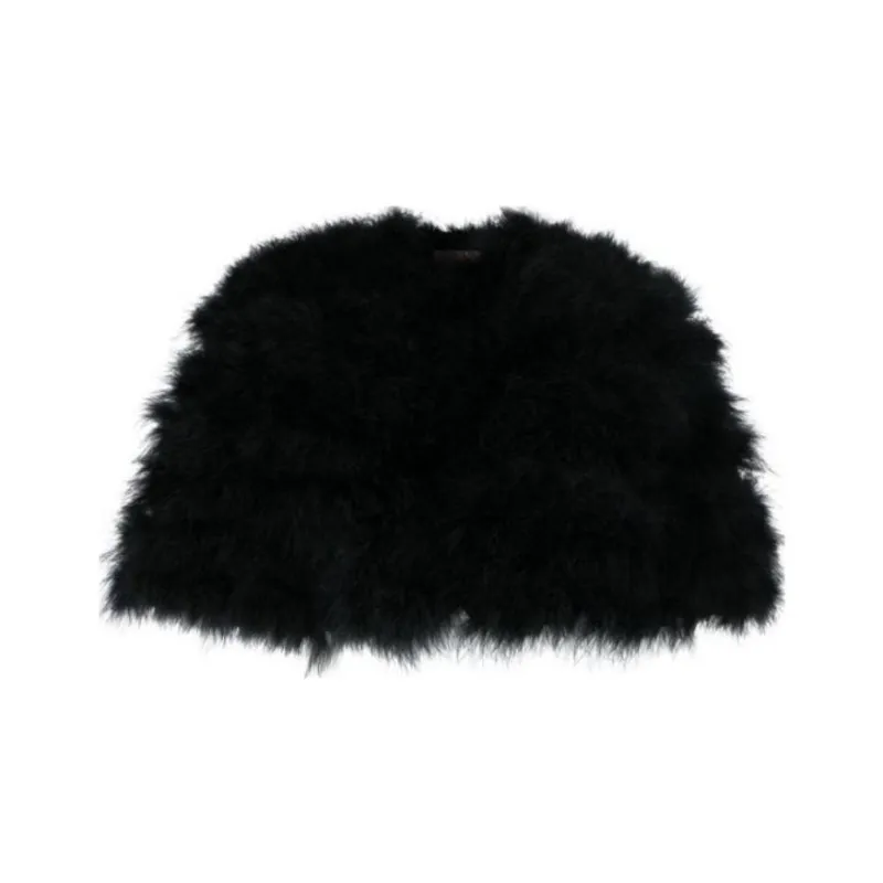 Twinset Turkey feathers Cropped Cape Jacket-0