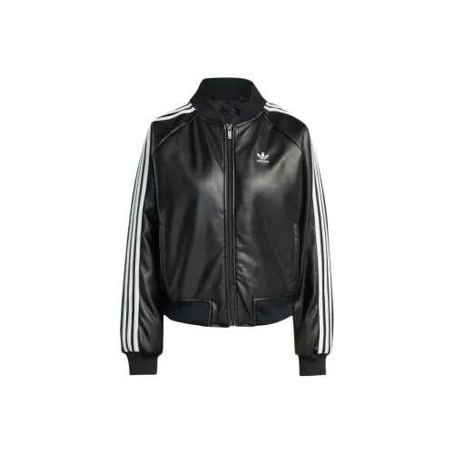 Adidas Originals Sst Pleather Loose Padded Jacket Jackets Coats Women's Black