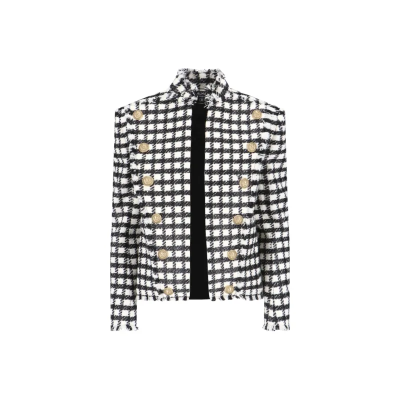 BALMAIN Button embellished Checked Jacket-0
