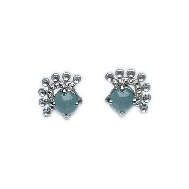 PUPAN Ice Glutinous Jadeite Refined Trendy Blue Water Stud Earrings Women's-0