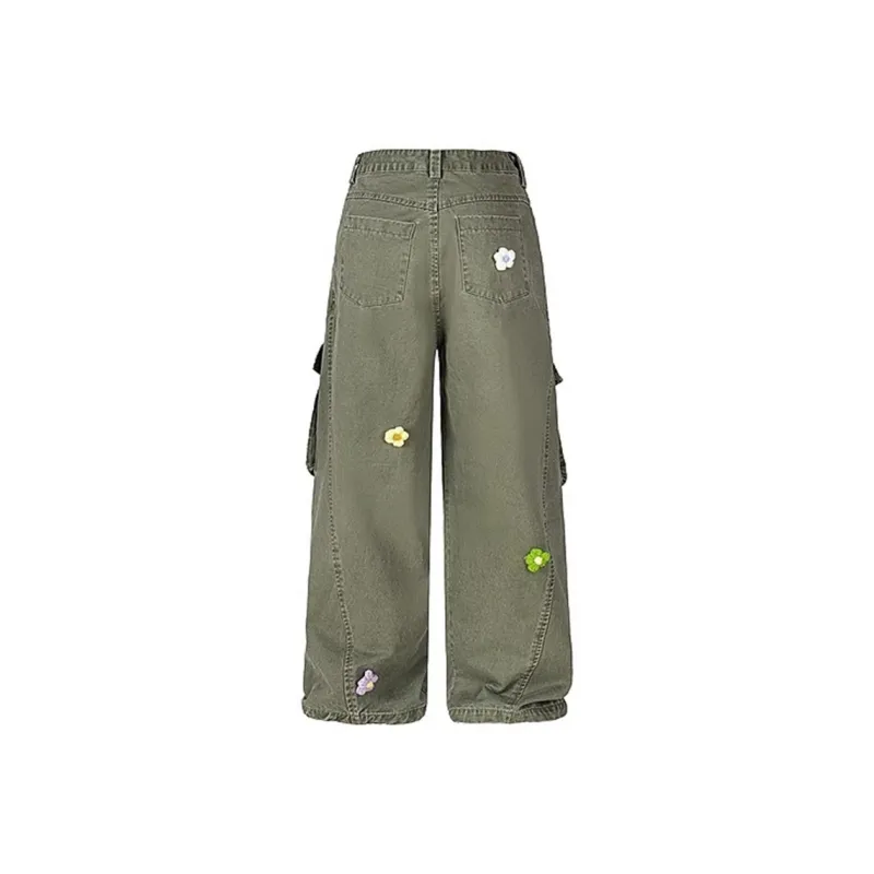 GUOZHEN Cargo Pants Women's Green Cargo Pants-1