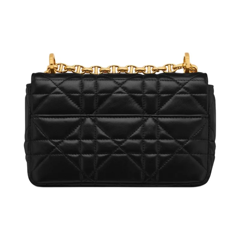 DIOR Caro Sheepskin Shoulder Bag Small Size Women's Black-3