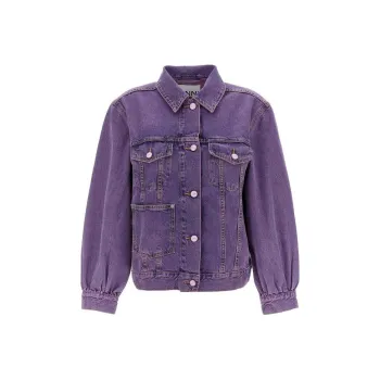GANNI Bleached Button-Up Denim Jacket