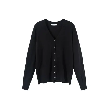 JEANSWEST Elegance Soft Ladylike Cardigan V Neck Solid Color Slim Fit Versatile Skin Friendly Basic Spring Fall Women's