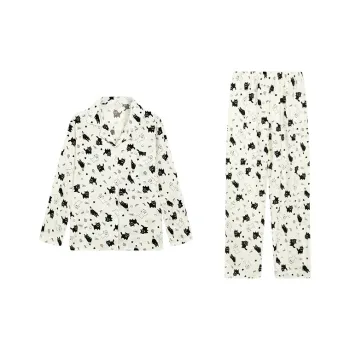 Sleep Pajama Set Women's Black White