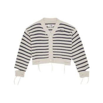 MM6 Maison Margiela V Neck Distressed Cardigan