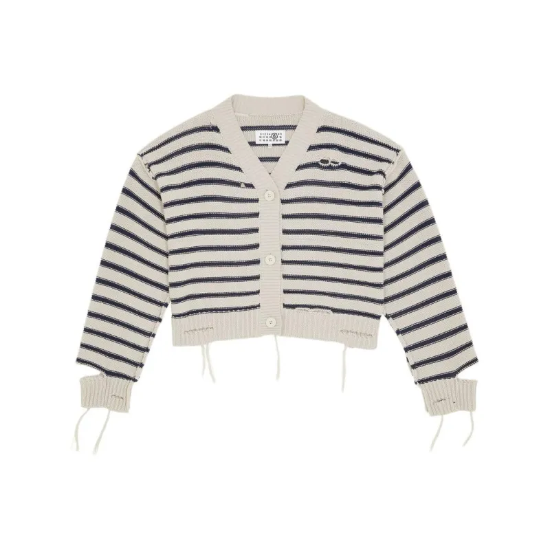 MM6 Maison Margiela Striped Cotton Knit Cardigan-0