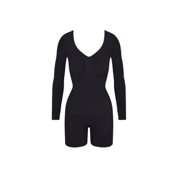 SKIMS SEAMLESS SCULPT LONG SLEEVE LOW BACK MID THIGH BODYSUIT Bodysuits Women's ONYX/Onyx