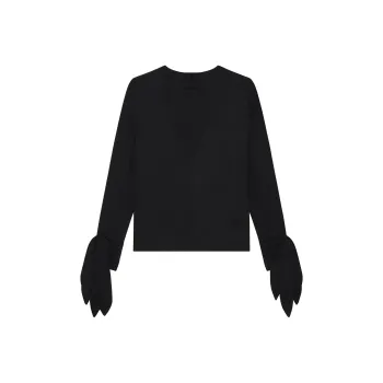 Givenchy Deep V Neck Bow Cuffs Blouse 'Black'