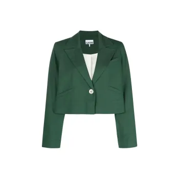 GANNI Single-breasted Cropped Blazer