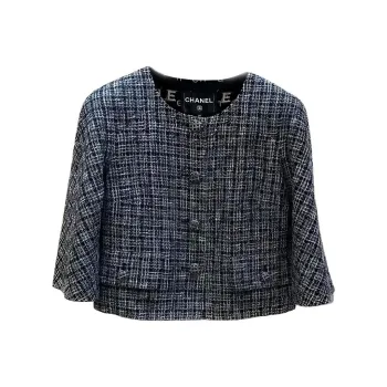CHANEL Jackets Coats Women's Black Gray Color