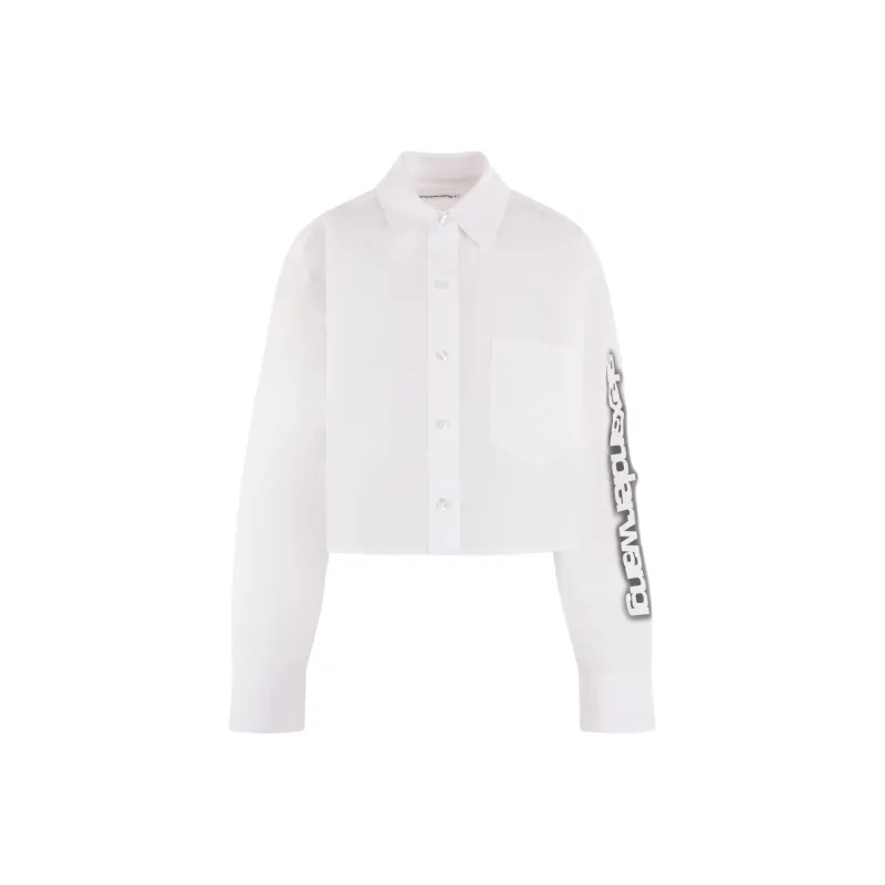 Alexander Wang Halo Print Cropped Button Up Shirt-0