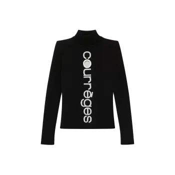 COURREGES Logo Intarsia High Neck Jumper