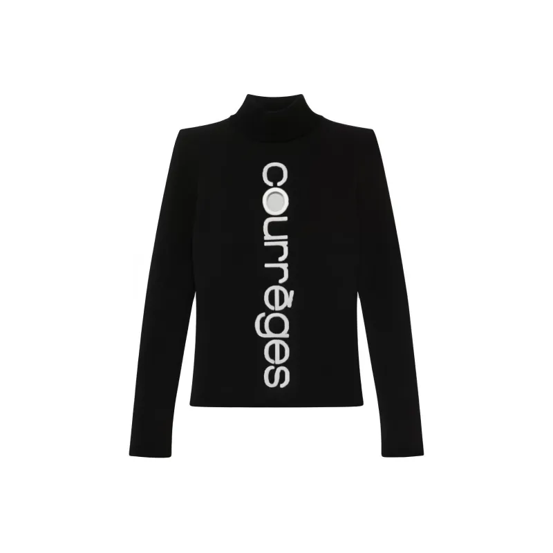 COURREGES Logo Intarsia High Neck Jumper-0