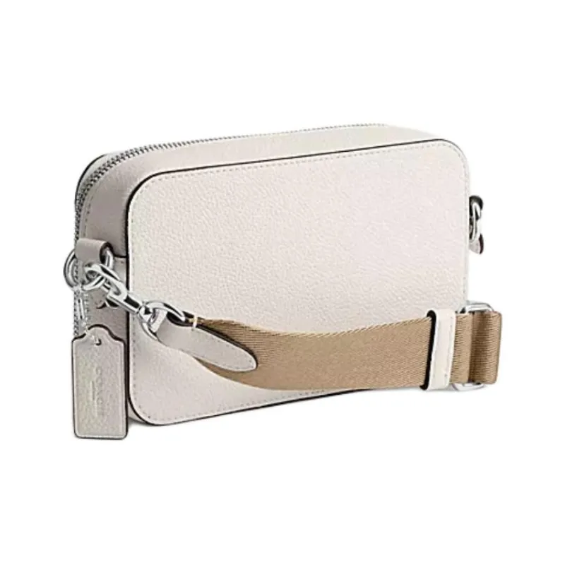 COACH Charter Polished Litchi Grain Leather Crossbody Bag Shoulder Bag Small Size Men's Chalk White-1