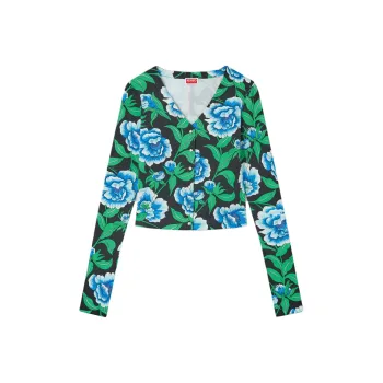 KENZO Floral Printed V Neck Cardigan