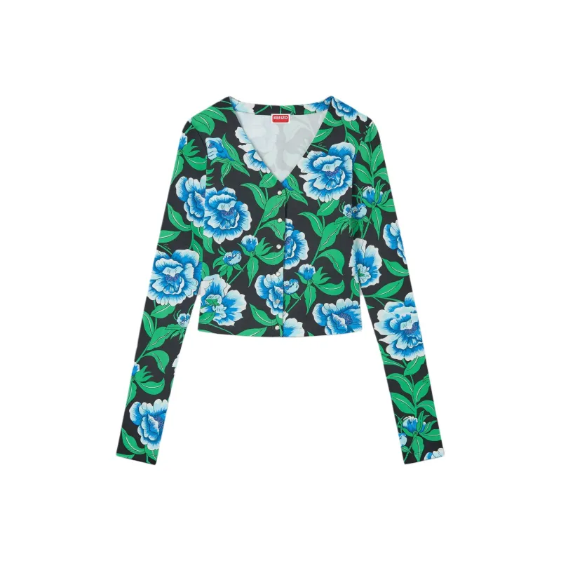 KENZO Floral Printed V Neck Cardigan-0