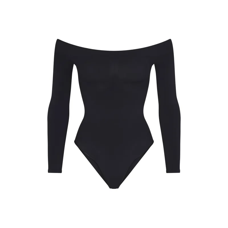 SKIMS SEAMLESS SCULPT OFF THE SHOULDER BRIEF BODYSUIT Bodysuits Women's ONYX/Onyx-0
