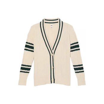 Victoria's Secret PINK Collegiate Cable Knit Oversized Cardigan/NH Knitwear Women's Natural Stone South Flower