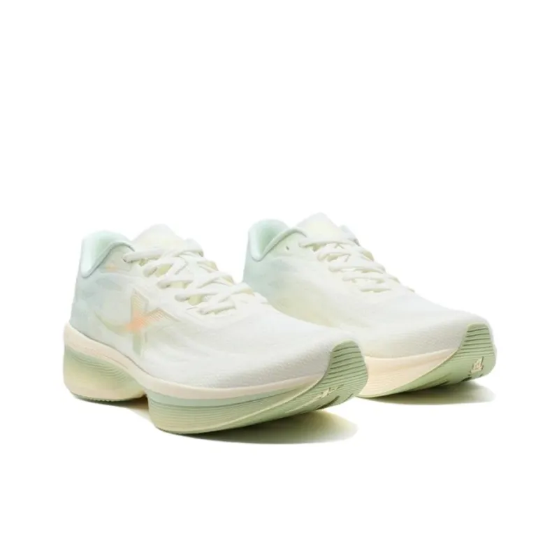 XTEP Cushioning, Slip Resistant, And Abrasion Resistant Low Top Casual Sprint Running Shoes Women's White Green-2