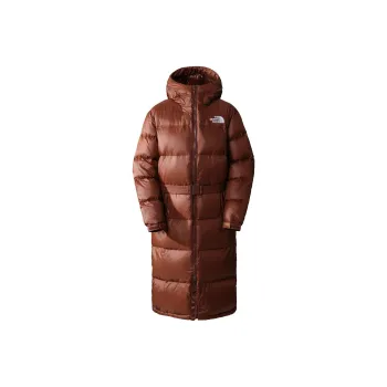 THE NORTH FACE Women'ss Nuptse Belted Long Parka Dark Oak