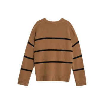Journey Originals Cashmere Sweater Women's Brown Base With Black Stripes