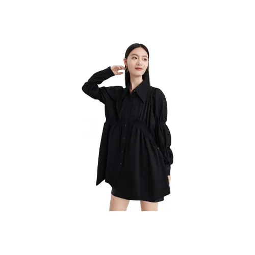 DESIGNICE 블랙 여성 셔츠