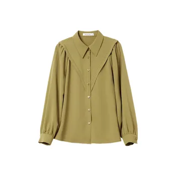 Mambe Chiffon Shirt Women's Autumn Fragrance Yellow green