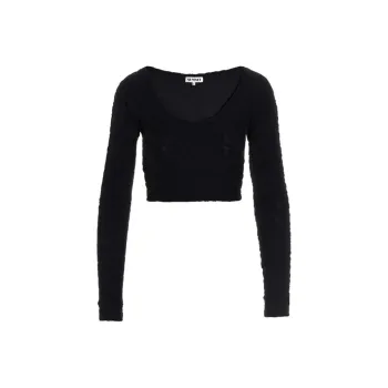 Sunnei Logo Detailed Long Sleeved Cropped Top