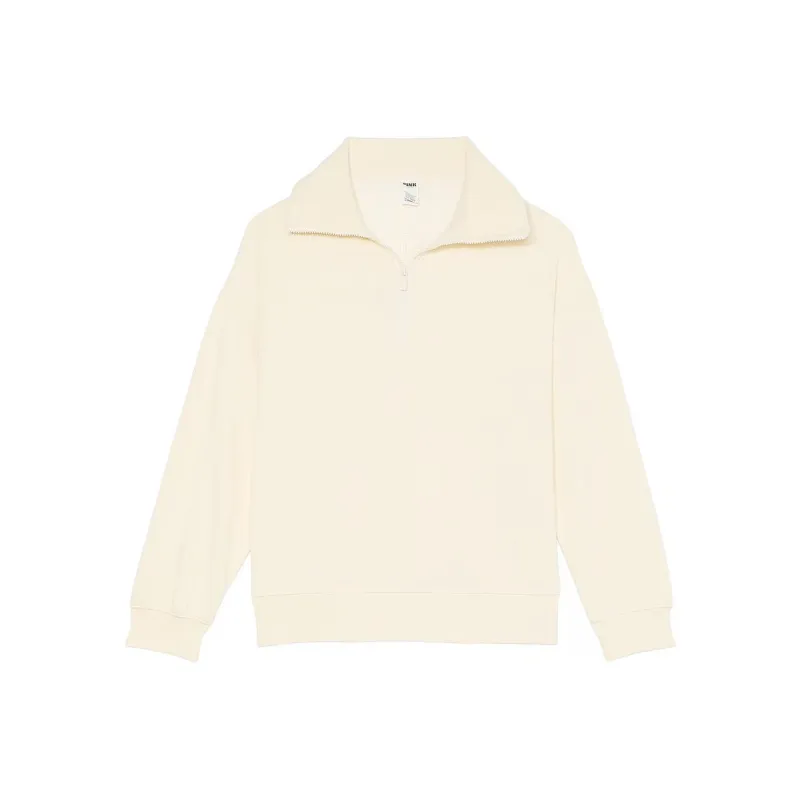 Victoria's Secret PINK Ivy Fleece Half Zip Sweatshirt/White Shell Sweatshirt Women's White Shell-0
