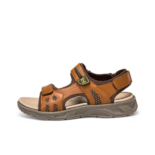 CKVUSAMG Beach Sandals Men Light Brown/Dark Brown