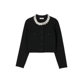 Sandro Faux pearl Embellished Cardigan