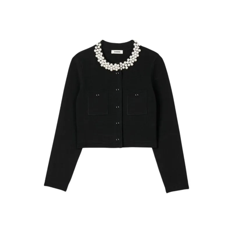Sandro Faux pearl Embellished Cardigan-0