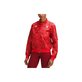Lululemon Team Canada SS24 Women's Vented Jacquard Bomber Jacket Jackets Coats Women's Deep Sports Red