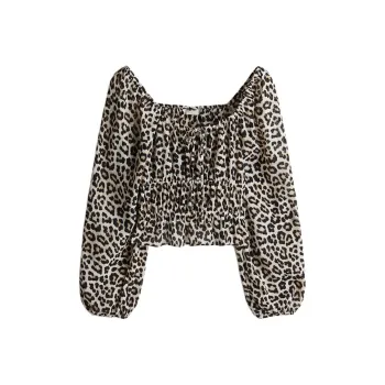 H&M Shirt Women's White/Leopard Print