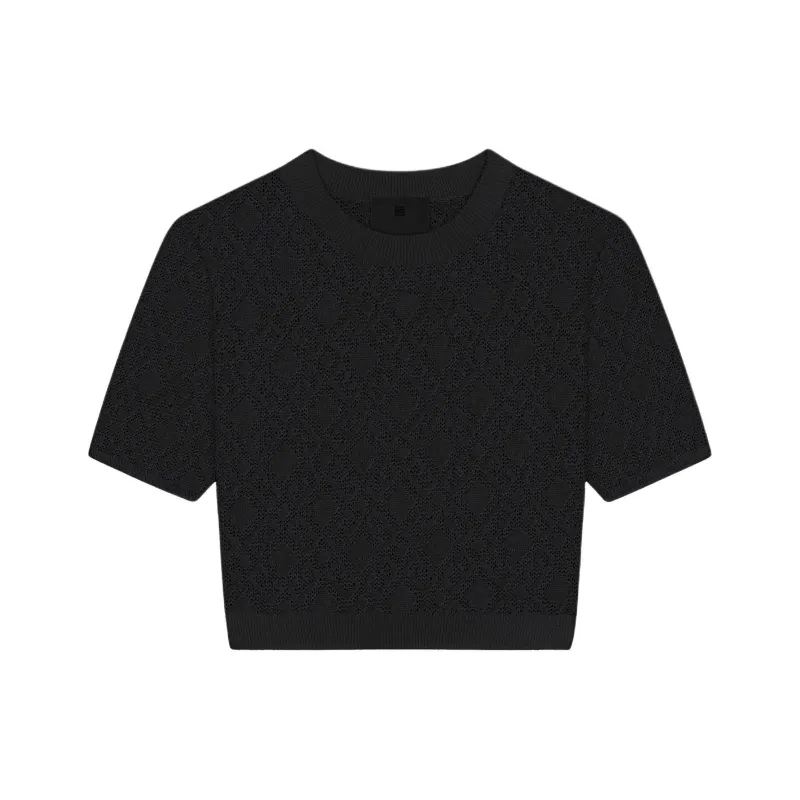 Givenchy Monogram 72 Jacquard Short Sleeve Knit Top-0