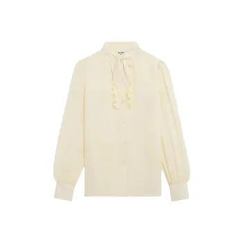 CELINE Blouse With Jabot In Silk Crepe Shirt Women's Ivory