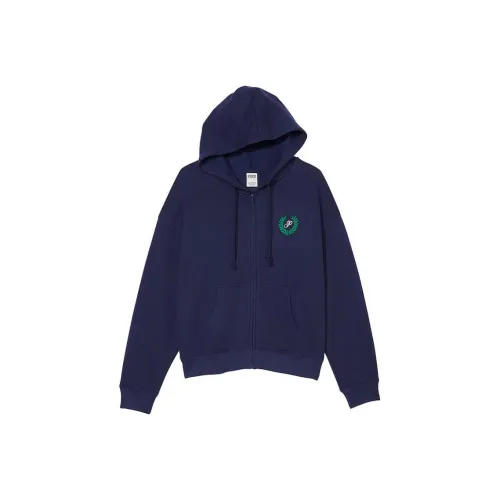 Victoria's Secret PINK IVY FLEECE FULL-ZIP HOODIE/MN Jackets Coats Women's Midnight Marine