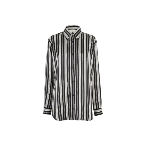 FENDI Striped Collared Long Sleeve Shirt