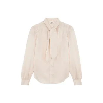 SAINT LAURENT Lavallière-Neck Long-Sleeved Blouse