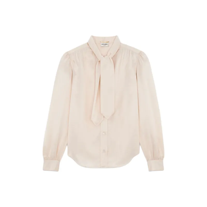 SAINT LAURENT Lavallière Neck Long Sleeved Blouse-0